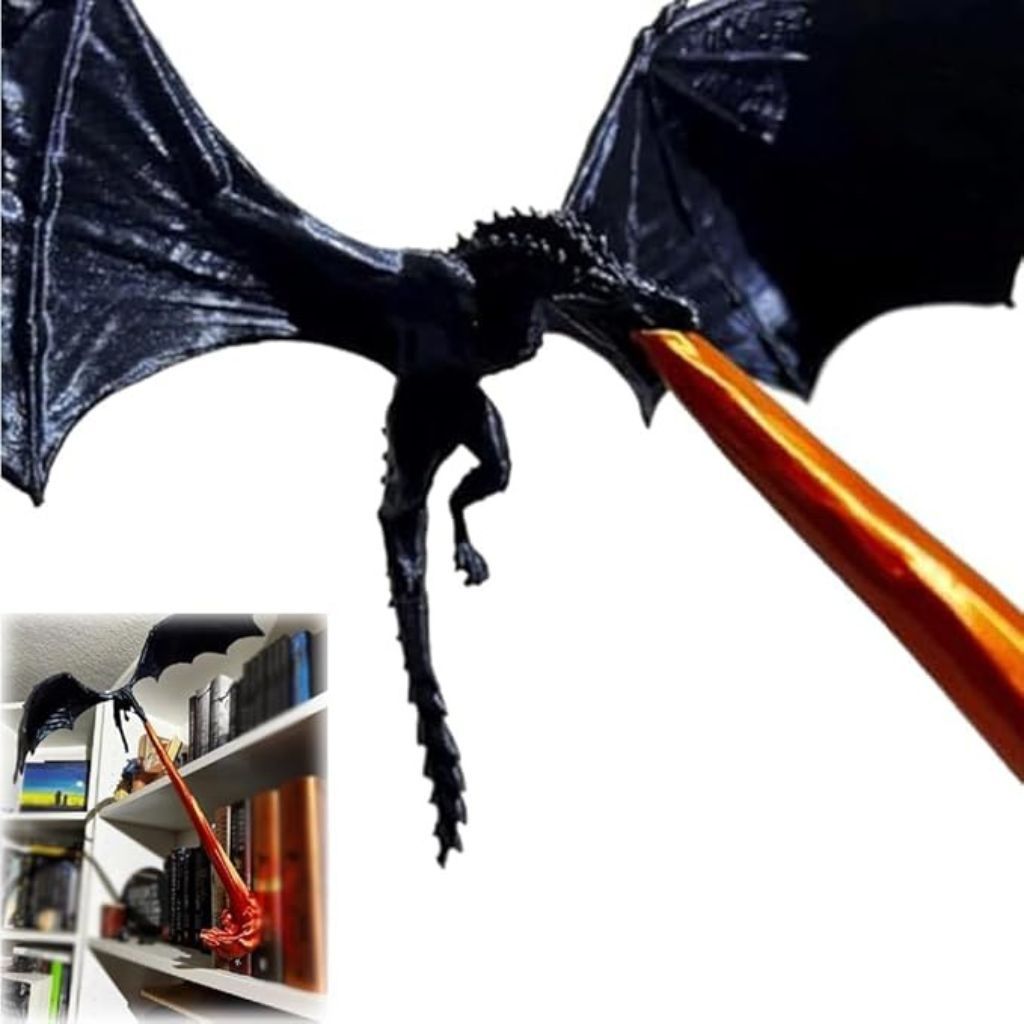 Book Nook Dragão 3D Decorativo Cospe Fogo – Decoração Gótica Fantasia Medieval Para Livros
