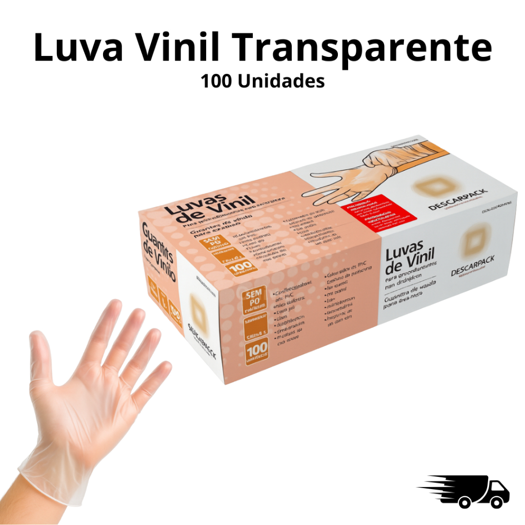 Luva Vinil Sem Pó Transparente Descartável em Oferta na Shopee