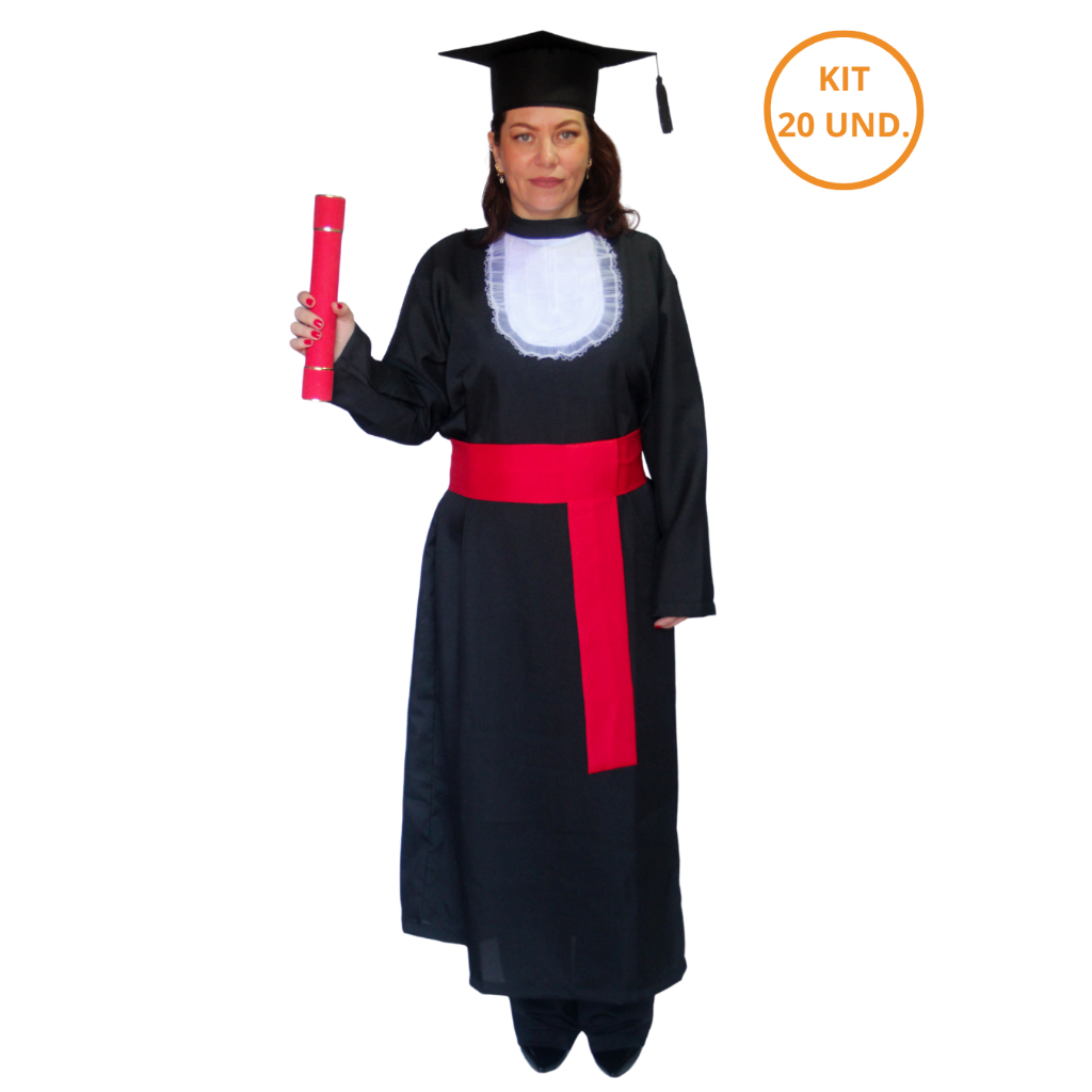 Kit 20 Becas De Formatura Adulto Completas Com Capelo e Canudo