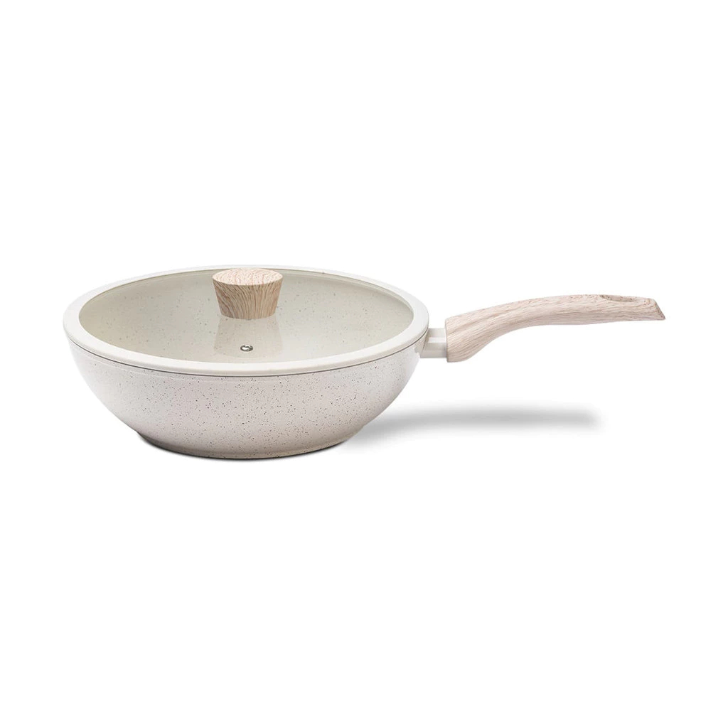 Wok com Tampa e Indução Brinox Antiaderente Ceramic Life Sirius - 28cm 3,4L Vanilla