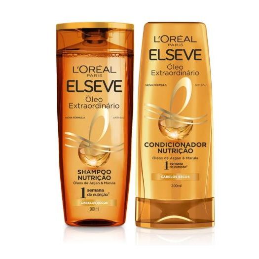 Kit Óleo Extraordinário L'Oréal Paris Elseve Shampoo 200ml + Condicionador 200ml em Oferta na Shopee