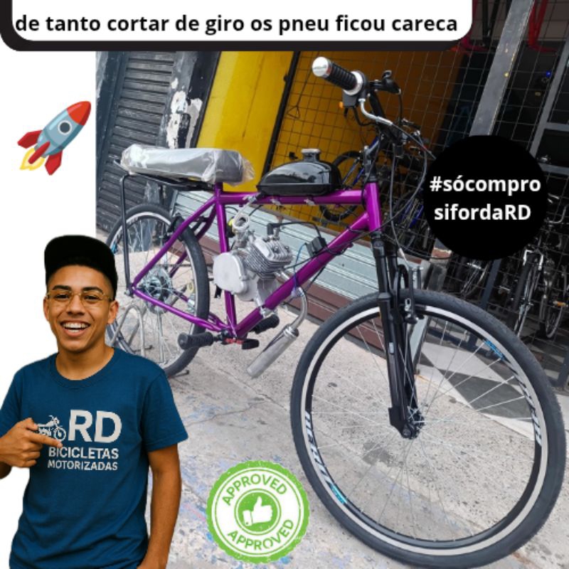 bicicleta motorizada 80cc com freio no pé bike e suspensão em Oferta na Shopee