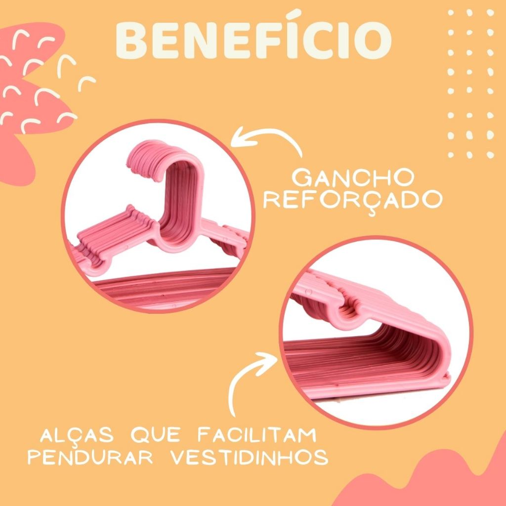 Kit 30 Cabide Infantil Bebe 4 cores Baby Plástico Reforçado