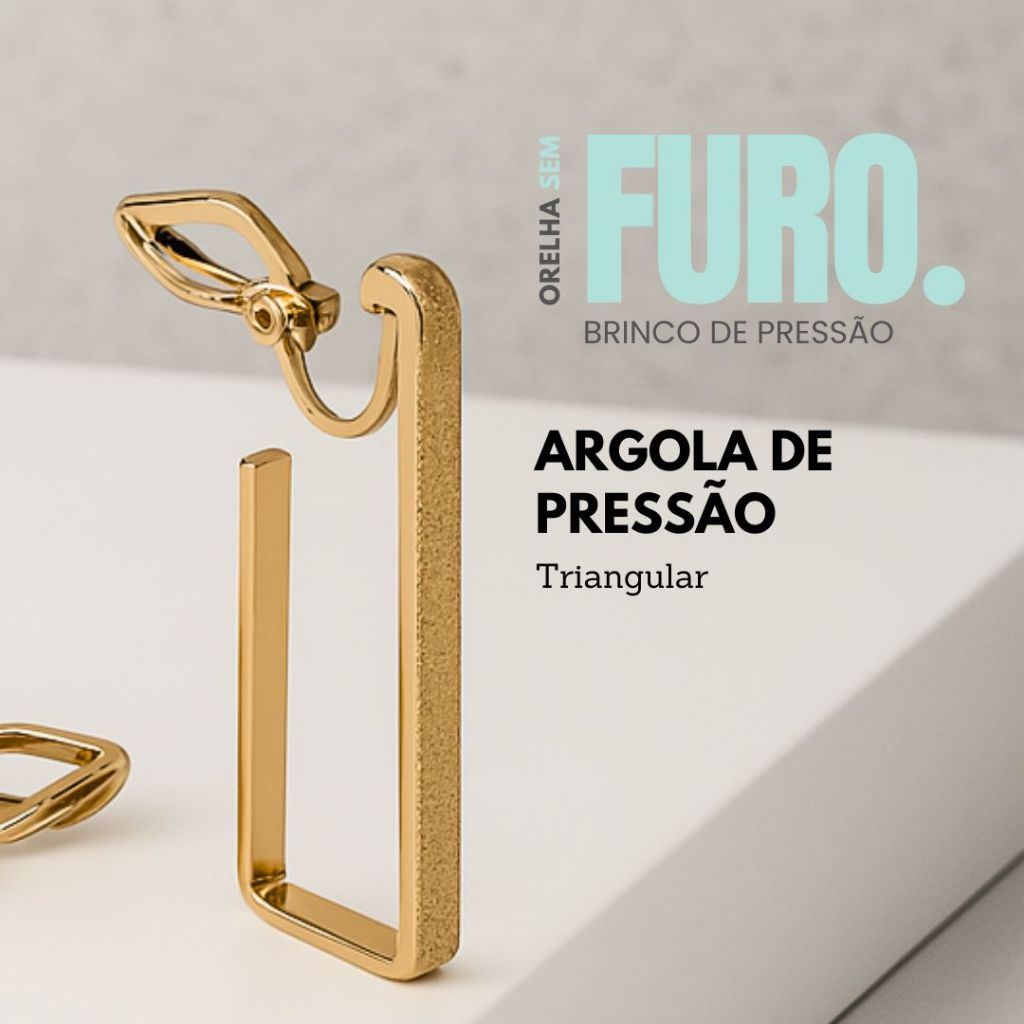 Argola de Pressão Geométrica Aberta | Clipe Ômega Francês |  Dourada ou Prateada | Orelha Sem Furo em Oferta na Shopee