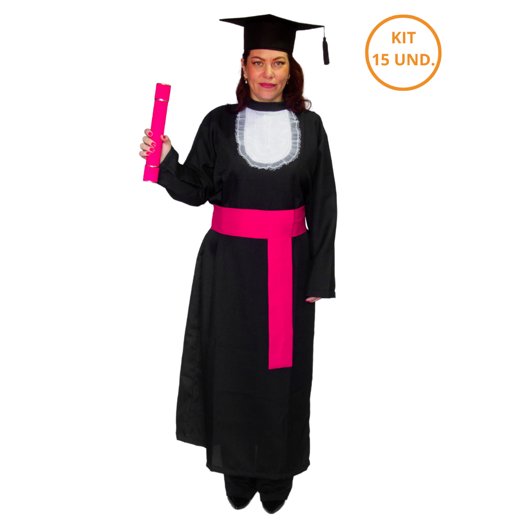 Kit 15 Becas De Formatura Adulto Completas Com Capelo e Canudo