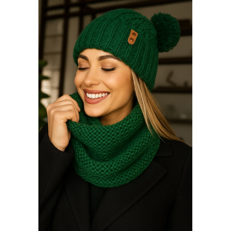 Conjunto Touca com Pompom + Cachecol Crochê Feminino | Feito à Mão | Inverno 2025 | Várias Cores