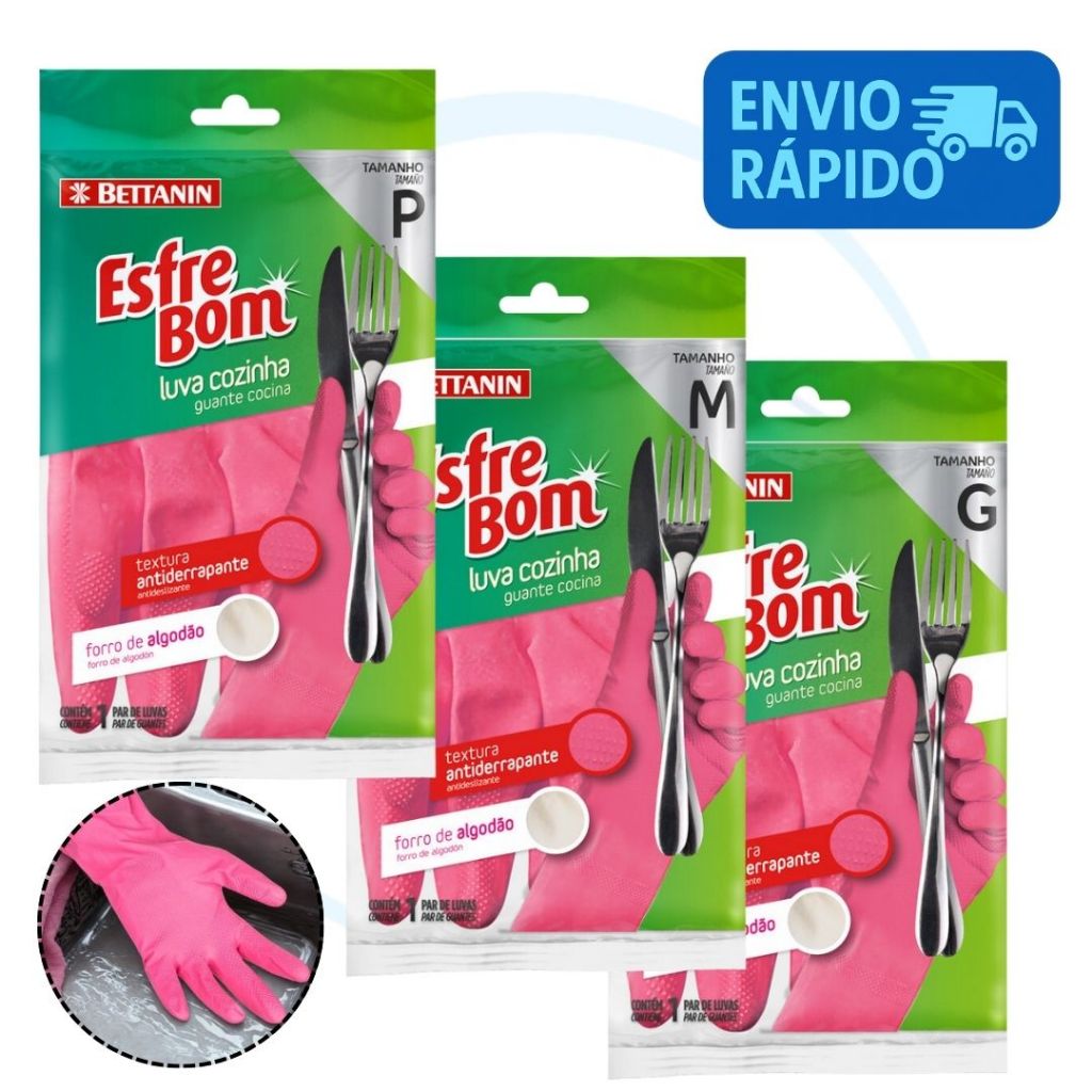 Luva Cozinha Látex com Forro de Algodão EsfreBom - Bettanin em Oferta na Shopee