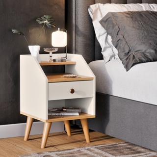 Mesa de Cabeceira Retrô Pé Palito Várias Cores Mesinha Com Prateleira em Oferta na Shopee