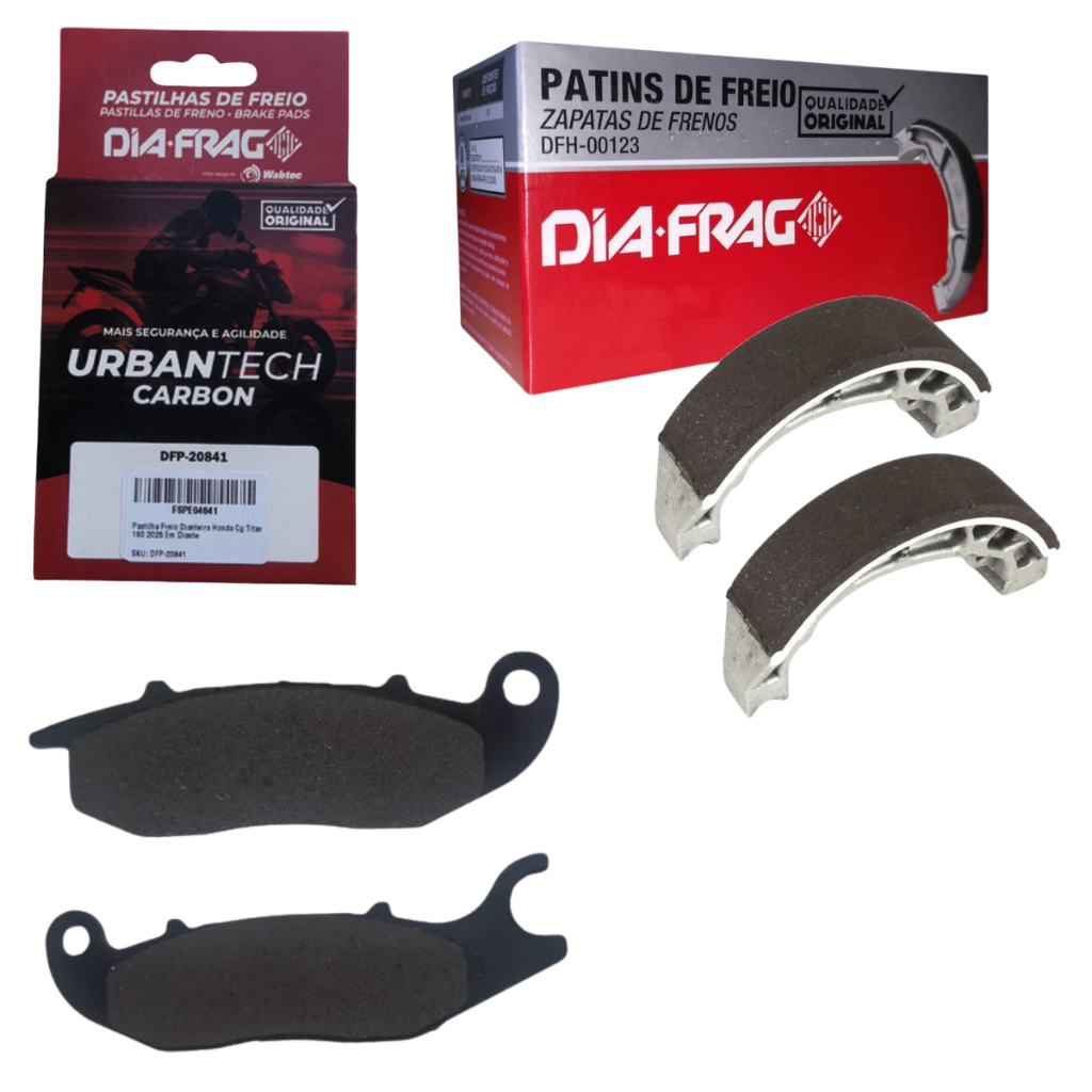 Kit Patim de Freio + Pastilha de Freio Dianteira Honda Titan 150/ Fan 150 2009 2010 2011 2012 2013 Diafrag