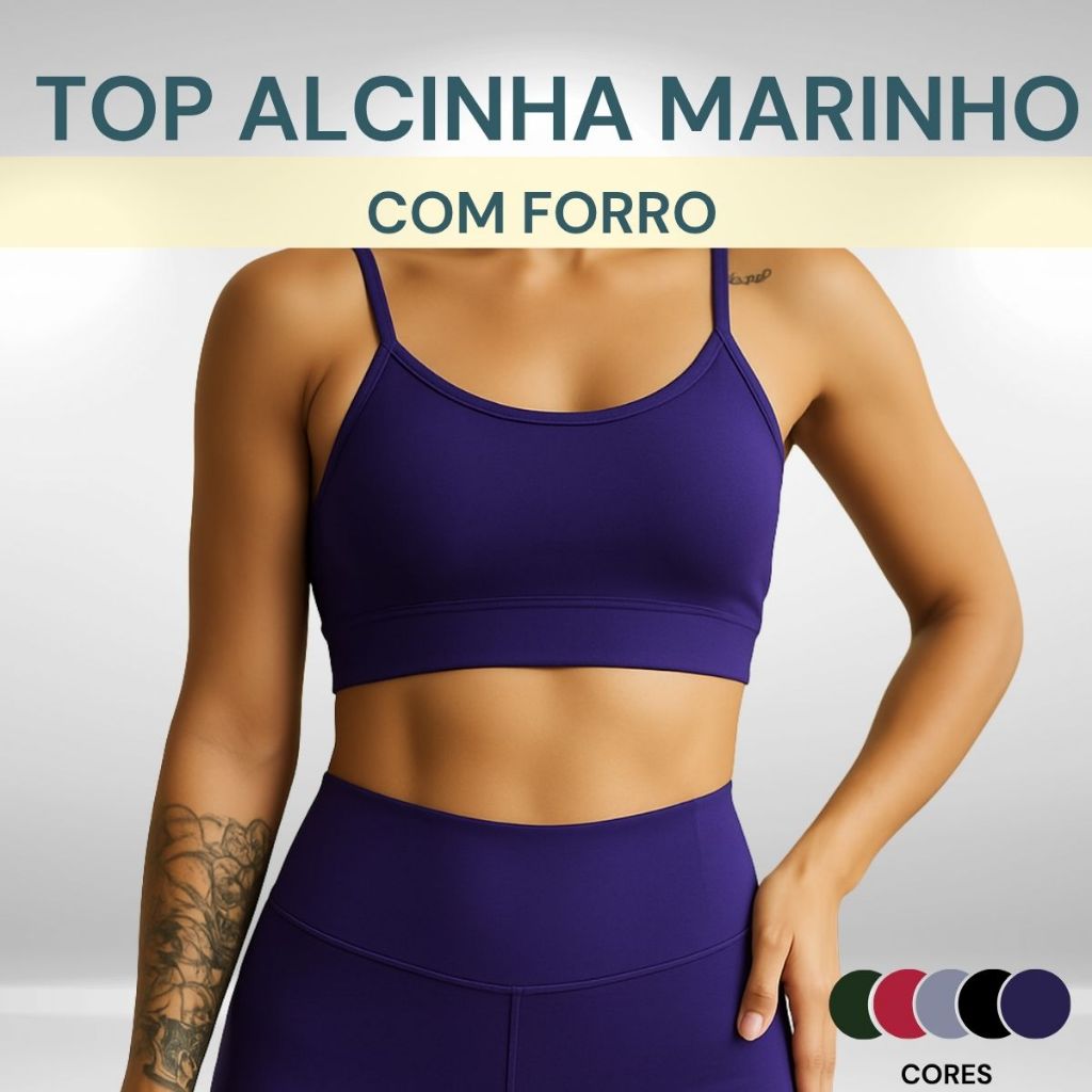 Top Fitness Alça Básico Feminino Academia Forrado Bojo Removível Confortável Treino Crossfit em Oferta na Shopee