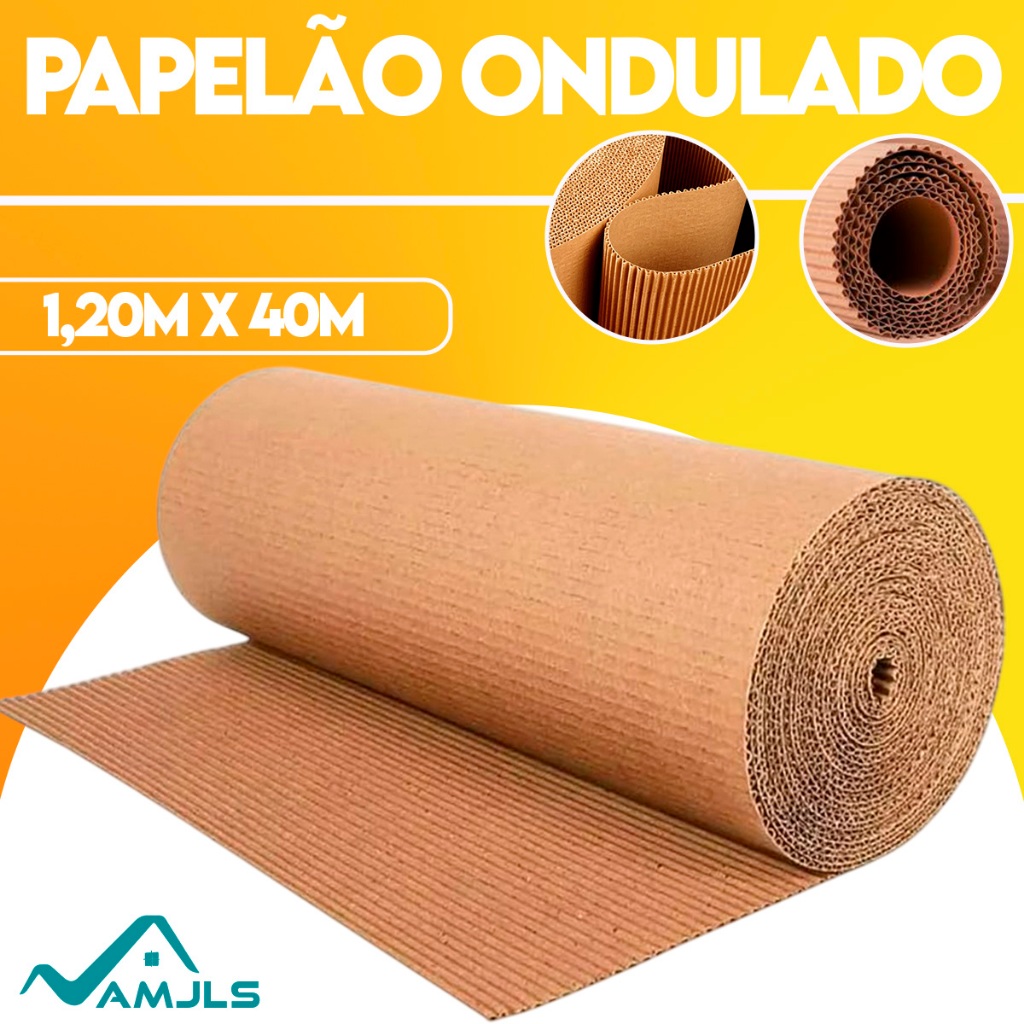Bobina Papelão Ondulado 120cm de altura - Embalagem ; Reforma Casa; Pintura e Proteção Piso em Oferta na Shopee
