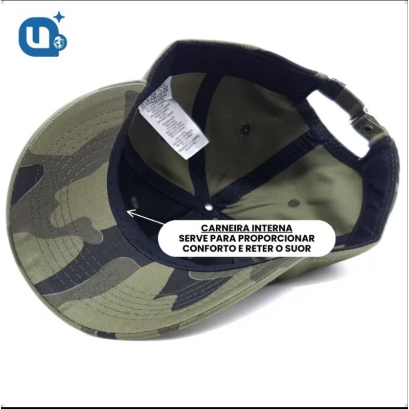 Boné Tático Aba Curva Camuflado Bandeira Brasil Patriota Strapback Brasileiro Militar Trilha