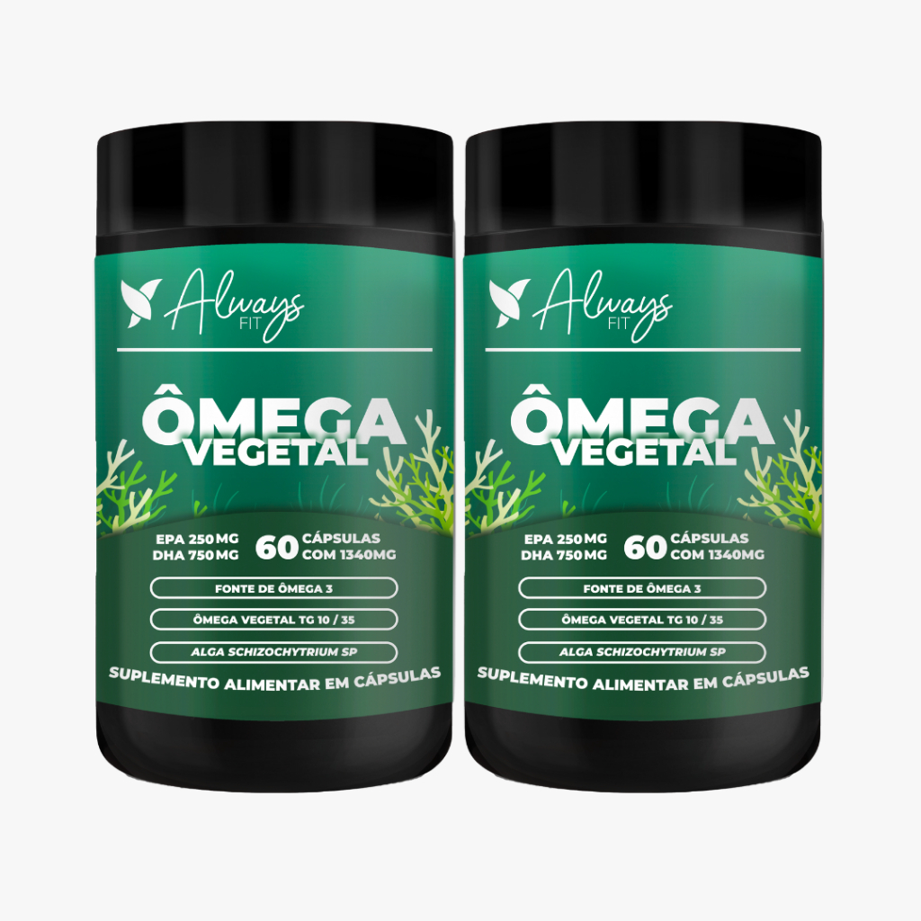 Ômega 3 com DHA 750mg e EPA 250mg de Algas Marinhas - Vegetal 60 Cápsulas - 2 Unidades