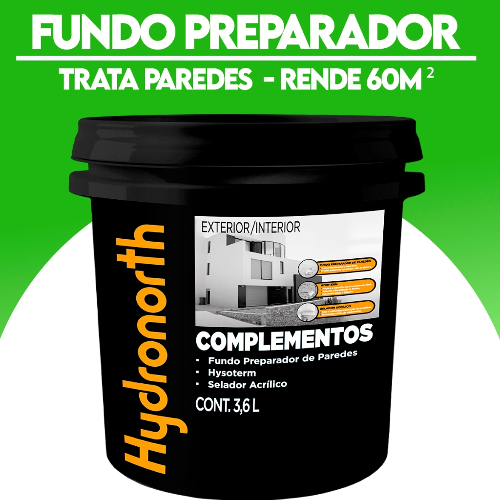 Fundo Preparador De Paredes 3,6 Litros Incolor Fácil Aplicação Hydronorth