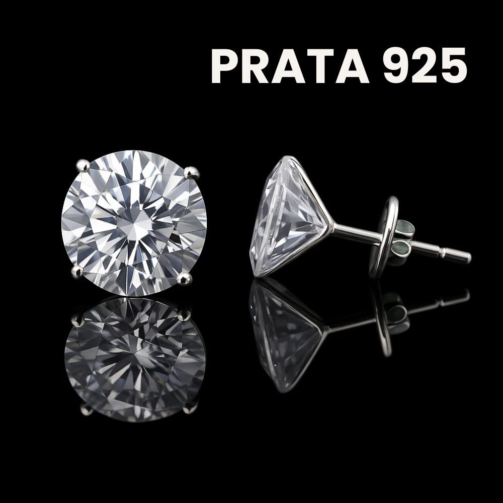 Brinco Ponto de Luz Prata 925 Pedra Zircônia 2mm 4mm 6mm 8mm Unissex