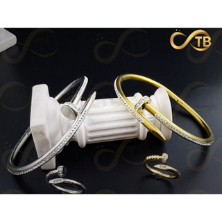TB  colar Moda Feminina Conjunto de Pulseira e Anel "Parafuso" Dourado prata com Strass em Oferta na Shopee