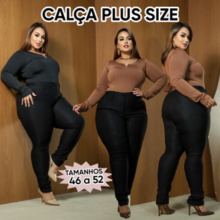 CALÇA PLUS SIZE SOCIAL FEMININA ESTICA BENGALNE 46 A 54 DETALHE BOTÕES DUPLO em Oferta na Shopee