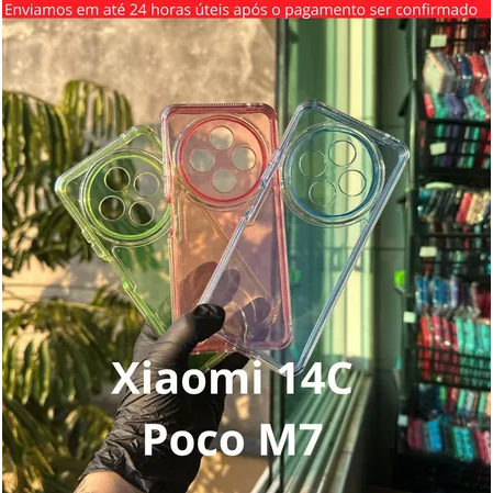 Kit Capa + Película de vidro 3D ou Somente Capa Space 3 para Xiaomi Redmi 14C/ Poco M7 / Poco C75