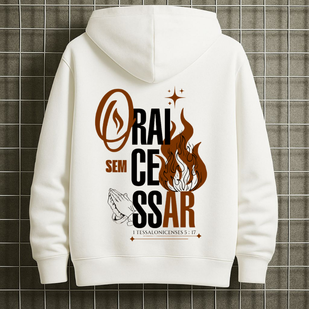 Moletom Unissex Capuz E Bolso Moda Cristã Blusa De Frio