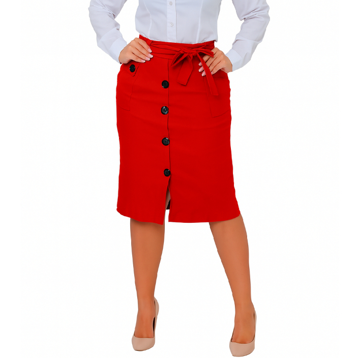 Saia em Tecido Bengaline 6 Botões e Laço Midi Feminina em Oferta na Shopee