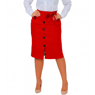 Saia em Tecido Bengaline 6 Botões e Laço Midi Feminina em Oferta na Shopee