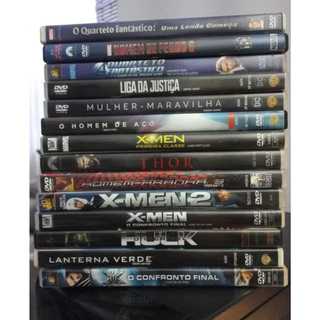 DVDs Marvel DC Quarteto Fantastico Homem de ferro Liga da justiça Mulher maravilha X-men Thor Hulk aranha Lanterna verde