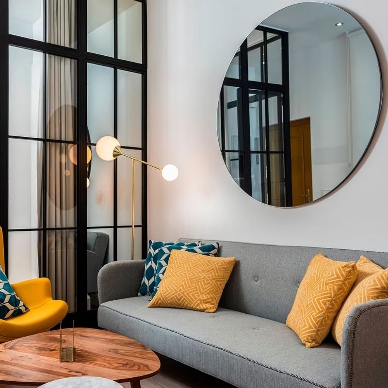 Espelho Redondo Lapidado para Banheiro Sala com Fita Dupla Face Vários Tamanhos