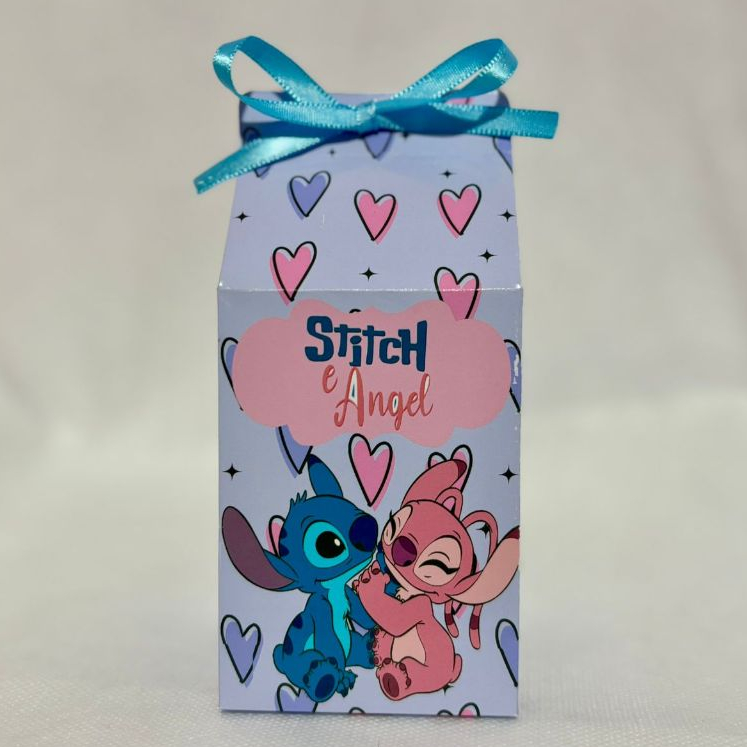 Caixinha Milk Stitch e Angel Personalizada Lembrancinha Festa Infantil Kit 5 a 30 Unidades