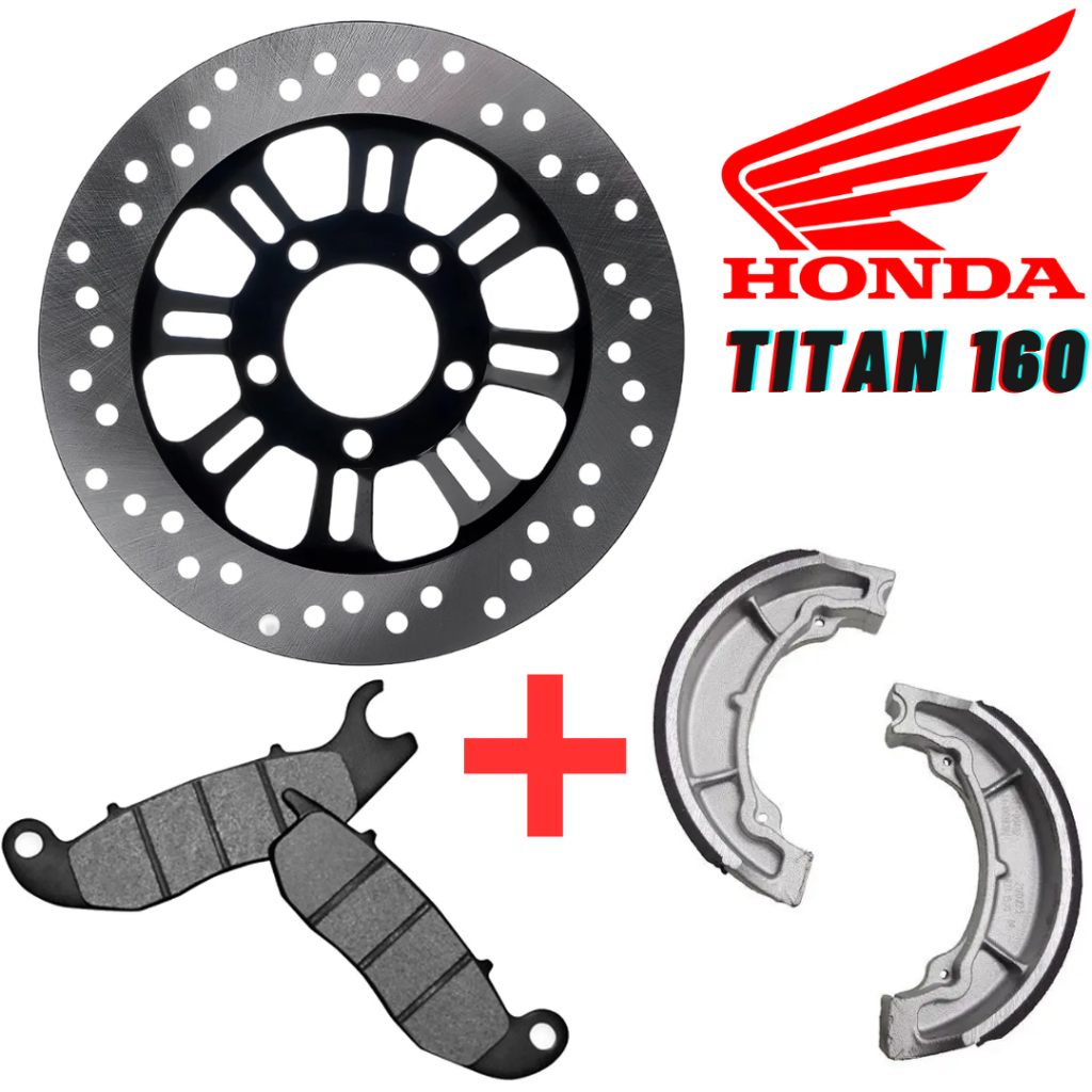 Disco Freio Titan 160 - ano 2018 + Pastilha e Patins de Freio Padrão Original em Oferta na Shopee