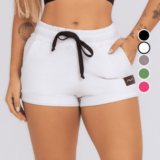 Short Moletinho Com Cadarço e Etiqueta Emborrachada AVA Fitness em Oferta na Shopee