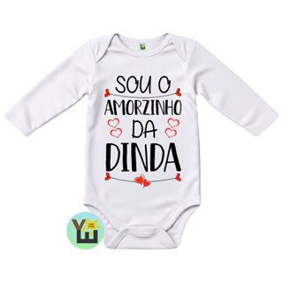 Body Do Bebê Em Tecido Ribana, Sou O Amorzinho Da Dinda em Oferta na Shopee