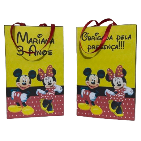 Sacolinha personalizada Mickey e Minie 15 unidades