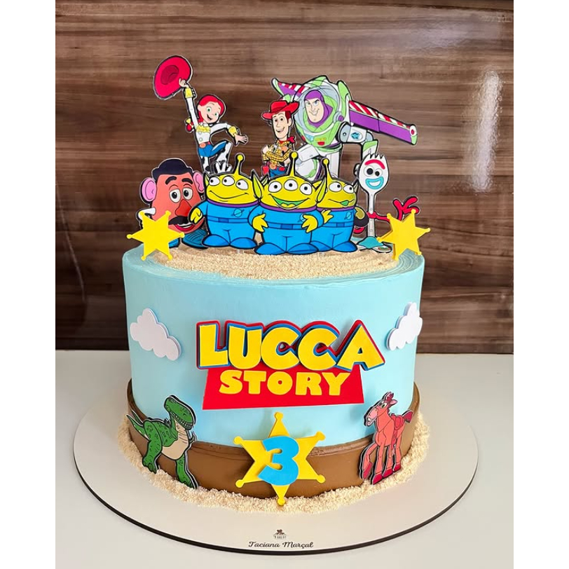 topo de bolo toy story - nome e idade personalizados em Oferta na Shopee