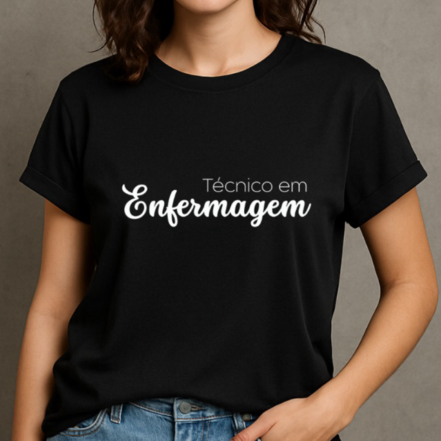 Camiseta Blusa T Shirt Feminina Tecnico Em Enfermagem Estampada Algodão em Oferta na Shopee