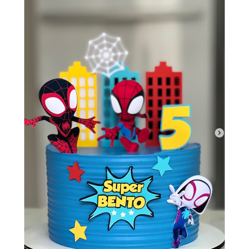 topo de bolo homem aranha spider verse - nome e idade personalizados em Oferta na Shopee