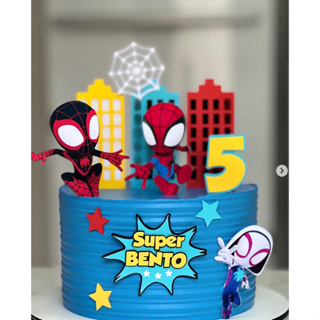 topo de bolo homem aranha spider verse - nome e idade personalizados em Oferta na Shopee