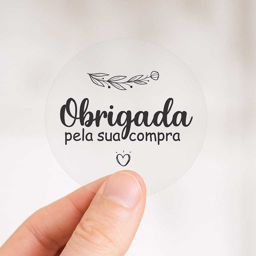300 Adesivos  Obrigada Pela Compra 5x5cm -  Recorte Transparente - Agradecimento em Oferta na Shopee