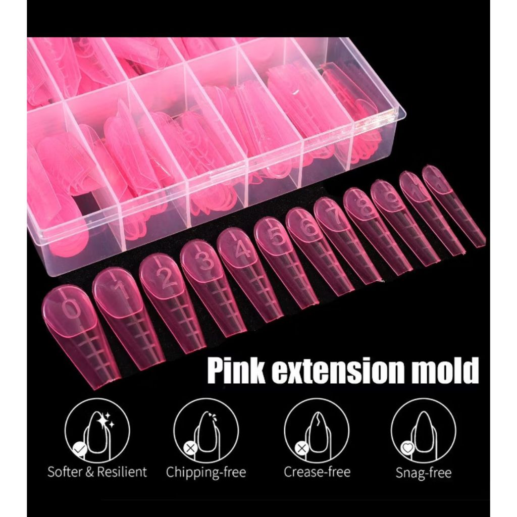 molde f1 120 peças francesa reversa  unha curta rosa colorido poligel manicure francesinha
