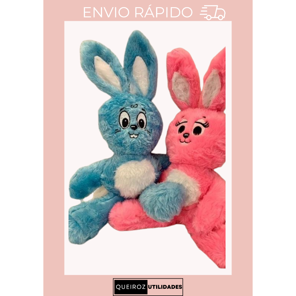 ✦ KIT 2 COELHINHOS SANSÃO – Azul e Rosa ✦ Licenciados da Mônica – Super Fofos e Macios ✦