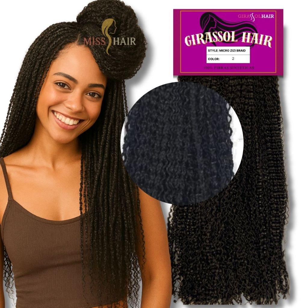 Cabelo Micro Zizi Miojinho Kanecalon Brunette Zizi Pacotão 350g - Cor 2 Castanho Escuro