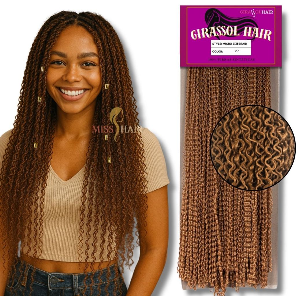 Cabelo Micro Zizi Miojinho Kanecalon Brunette Zizi Pacotão 350g - Cor 27 Mel