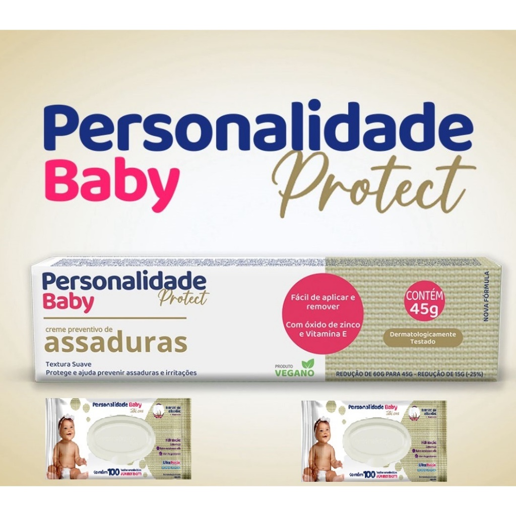 Kit com 3 Creme Pomada de Assadura Bebe 45gr Cada - Personalidade Baby