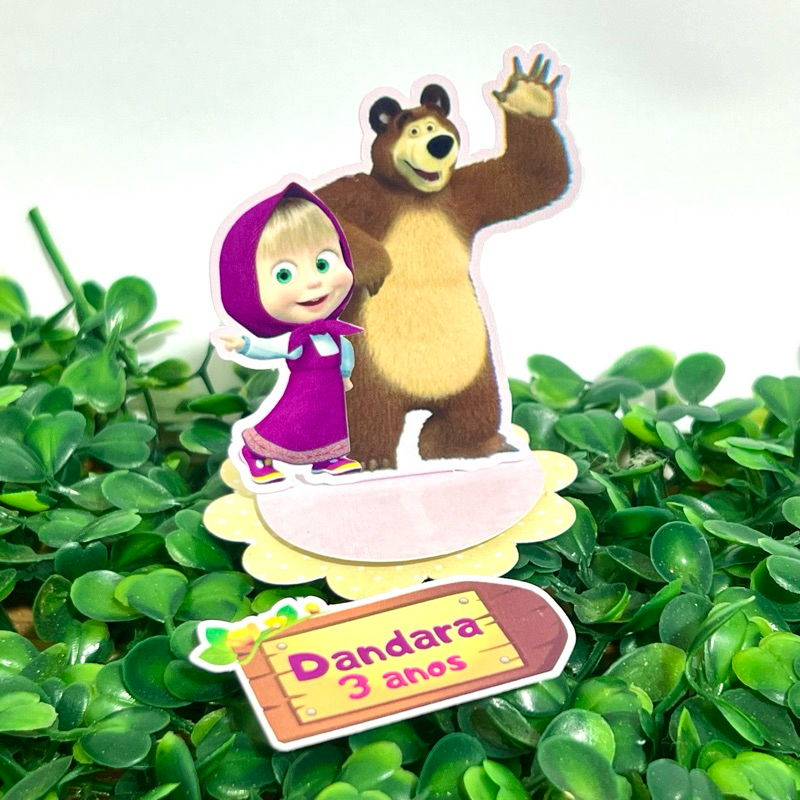 Masha e o urso - Apliques 3D para Latinha ou Caixa Acrílico 5x5 | Personalizado ( Qualquer Tema)