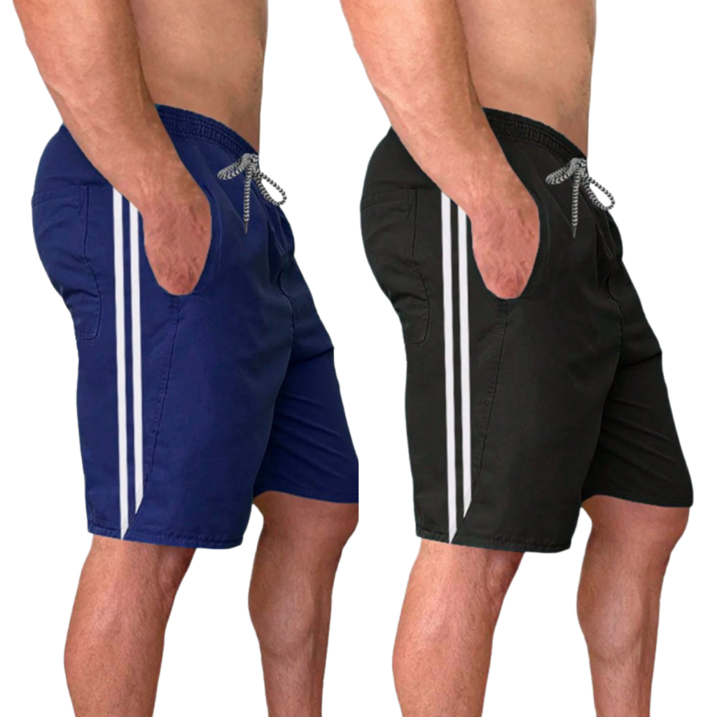 Kit 2 Bermudas Tactel Masculina 3 Bolsos Short Masculino Reforçado Caminhada Academia