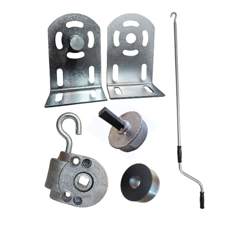 Kit Toldo Cortina Retrátil Redutor Mancal Bucha Manivela Area Externa Garagem Varanda Quintal