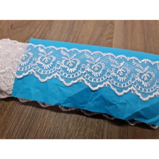 Renda Tule Bordado Branca Crl02 em Oferta na Shopee