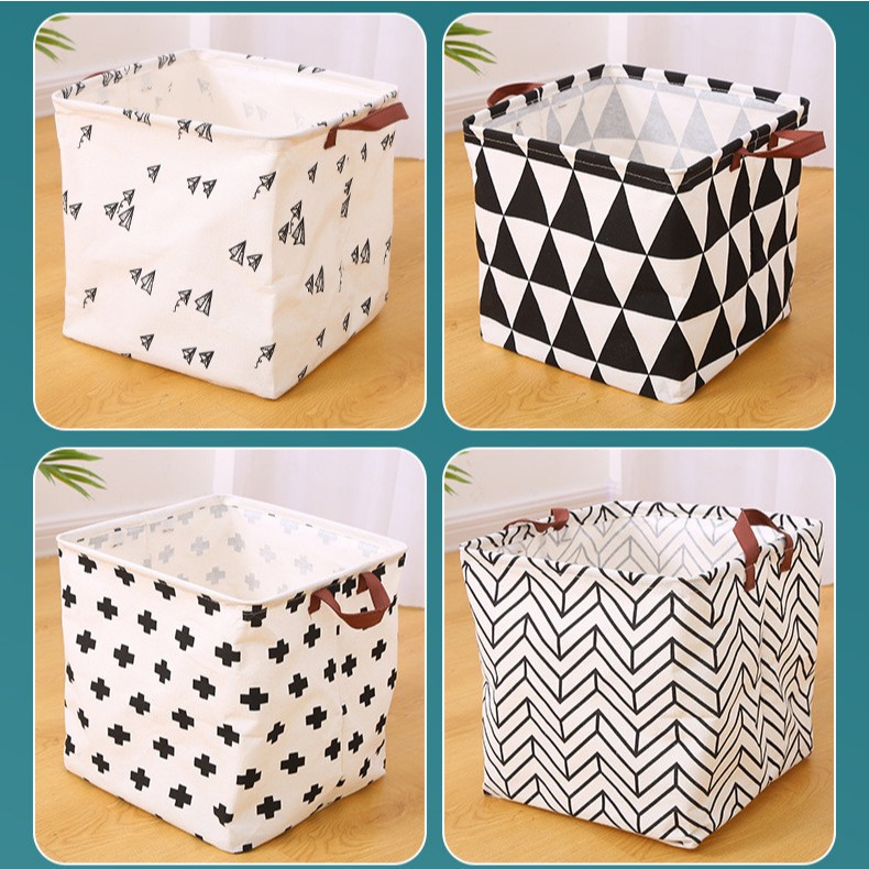 Cesto Organizador 32cm x 32cm  Multiuso Dobrável Roupa Brinquedo Tecido Variados em Oferta na Shopee