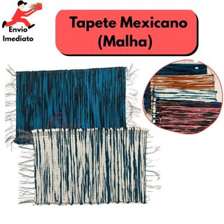 Tapete Mexicano Malha Decorativo Feito Tira de Rama Colorido Para Cozinha Banheiros Entradas