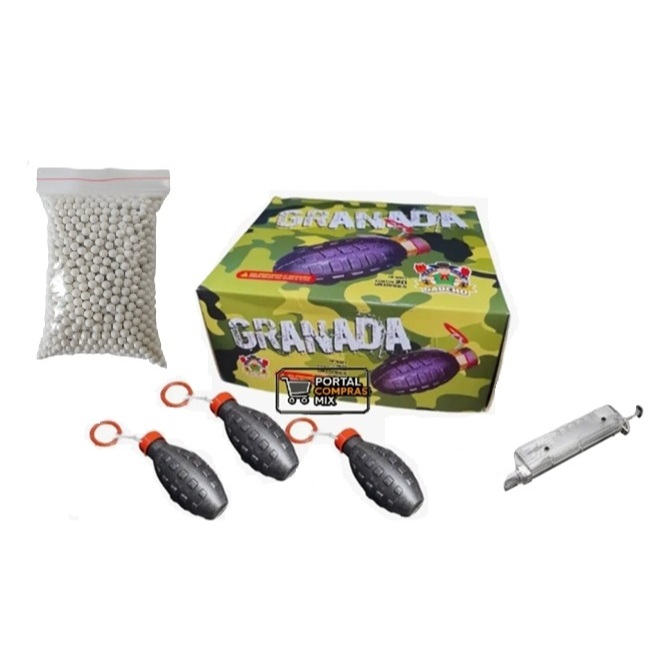Kit Granadinha Granada de bolinha Infantil  - 10 unidade + 200 bbs 0.20gr + 1 speedloader