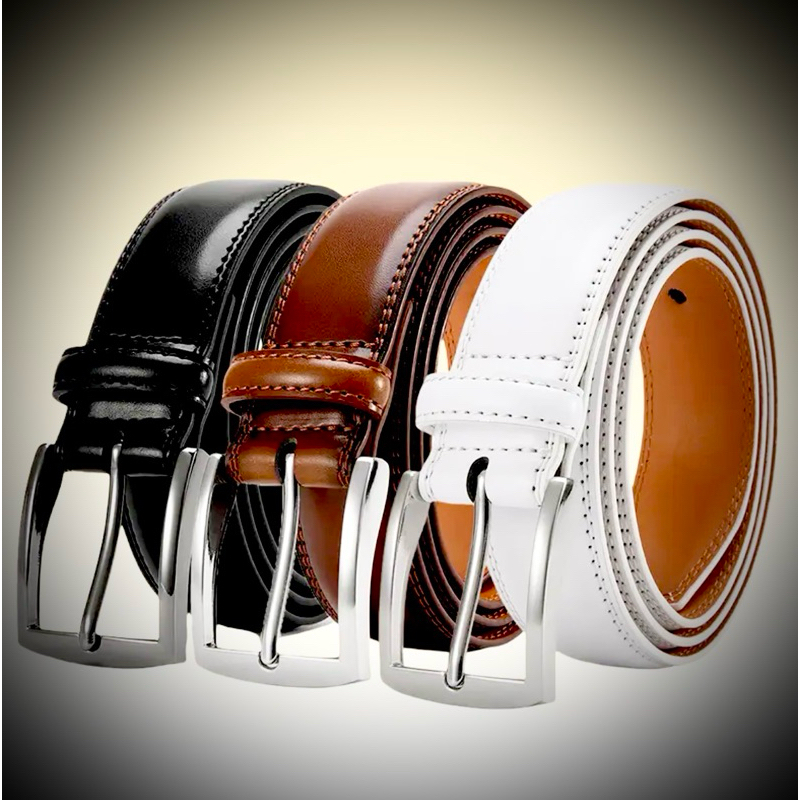 Cinto Liso Masculino Largo De Luxo Preto Alta Qualidade Couro Genuíno Fivela em Oferta na Shopee